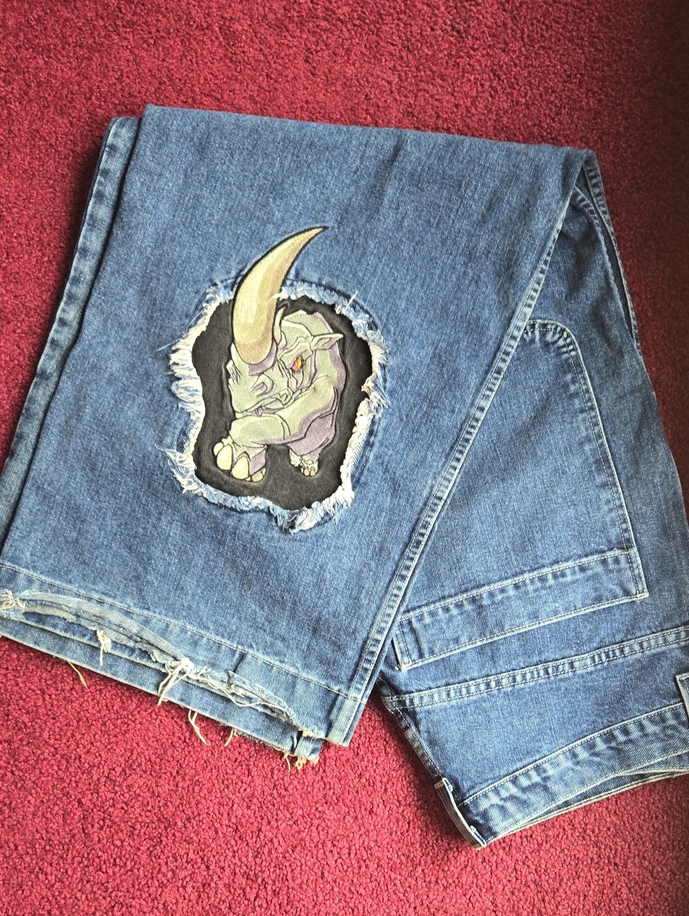 Vintage 90s JNCO Rhino Jeans Endangered Species Wide Leg Baggy Denim 38x32